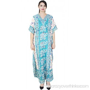 SKAVIJ Maxi Length Caftan Dashiki Nightgown Plus Size Wedding Gifts for Women Turquoise B07CVY48J3